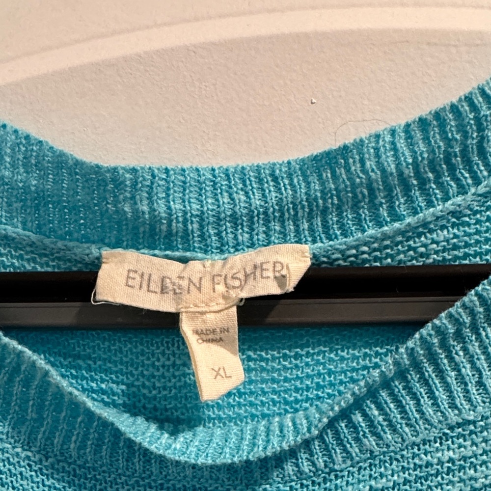 Eileen Fisher shirt/sweater. Beautiful turquoise. Womens XL. Good used cond. - Picture 3 of 8
